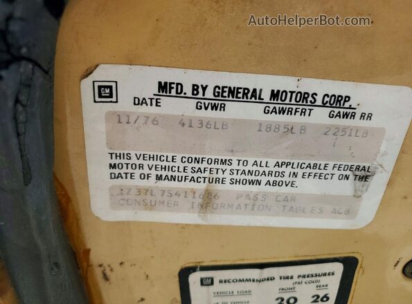 1Z37L7S411686 1977 CHEVROLET UK Beige 