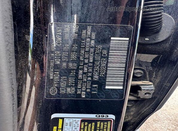 KMHRC8A34LU017656 2020 HYUNDAI VENUE Черный 