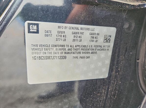 1G1BC5SM7J7112339 2018 CHEVROLET CRUZE Black Vista de la etiqueta del VIN