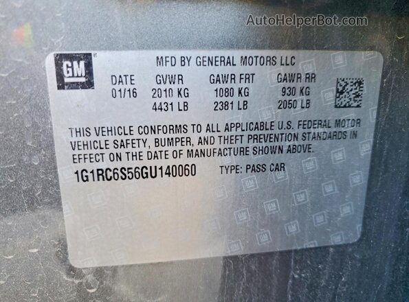 1G1RC6S56GU140060 2016 CHEVROLET VOLT Gray VIN կոդի պիտակի տեսք