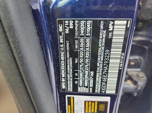 4JGDF6EE7HA793239 2017 MERCEDES-BENZ GLS Blue Սալոնի 360 աստիճան տեսք