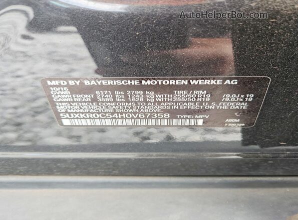 5UXKR0C54H0V67358 2017 BMW X5 Gray 