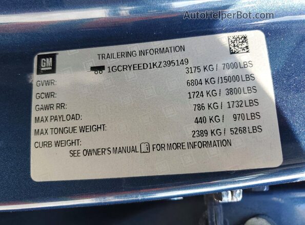 1GCRYEED1KZ395149 2019 CHEVROLET SILVERADO Blue 