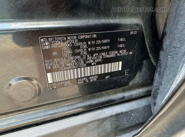 JTEAAAAH7NJ113338 2022 TOYOTA VENZA Black 