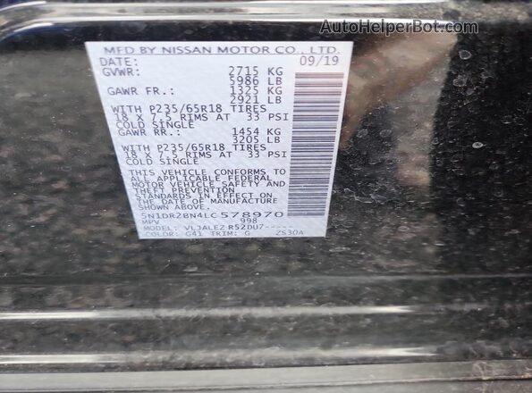 5N1DR2BN4LC578970 2020 NISSAN PATHFINDER Black 