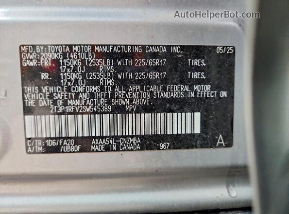 2T3P1RFV2SW545389 2025 TOYOTA RAV4 Silver 