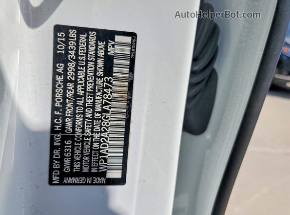 WP1AD2A28GLA78473 2016 PORSCHE CAYENNE White Սալոնի 360 աստիճան տեսք