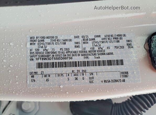 1FT8W3DT5SED00730 2025 FORD F350 White 