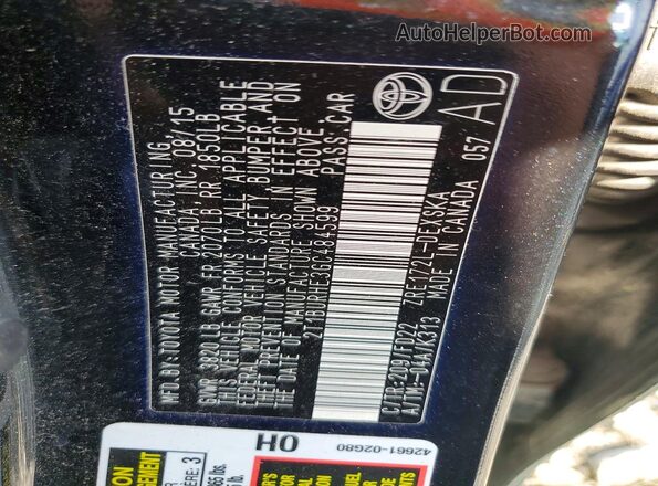 2T1BURHE3GC484599 2016 TOYOTA COROLLA Black 