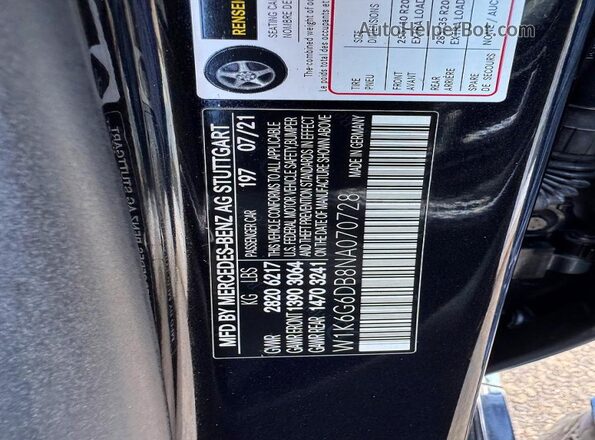 W1K6G6DB8NA070728 2022 MERCEDES-BENZ S Black 