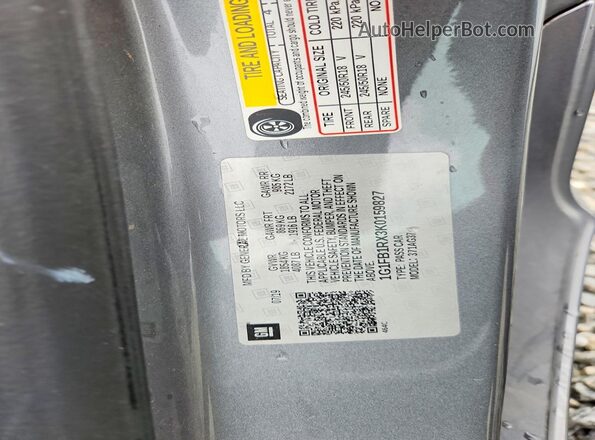 1G1FB1RX3K0159827 2019 CHEVROLET CAMARO Gray 