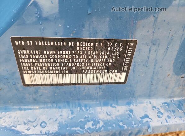 3VW5X7BU5SM109190 2025 VOLKSWAGEN JETTA Blue 