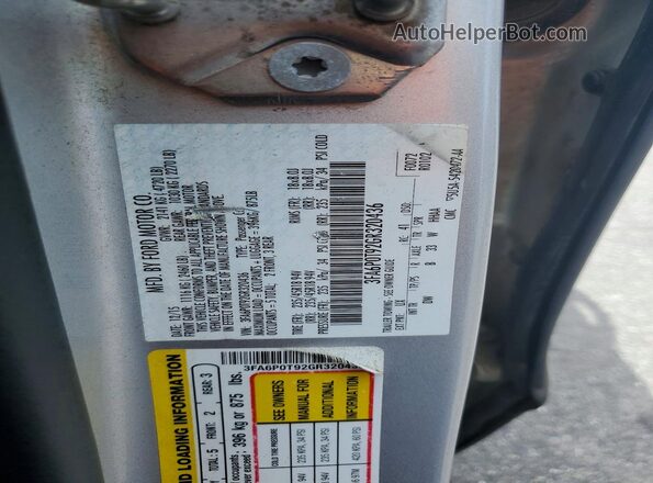 3FA6P0T92GR320436 2016 FORD FUSION Silver VIN կոդի պիտակի տեսք