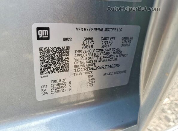 1GCRDBEK9RZ148285 2024 CHEVROLET SILVERADO Gray VIN կոդի պիտակի տեսք