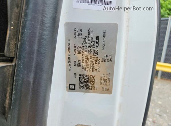 1GCHSBEA5K1318185 2019 CHEVROLET COLORADO Белый Вид наклейки с VIN-кодом