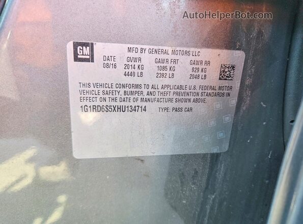 1G1RD6S5XHU134714 2017 CHEVROLET VOLT Серый 