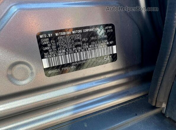 JA4AZ3A38KZ051405 2019 MITSUBISHI OUTLANDER Gray 