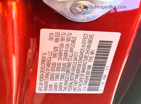7FARS5H81SE011848 2025 HONDA CRV Red 