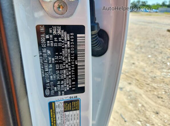 5XYP64HC4LG003498 2020 KIA TELLURIDE White 360 interior view