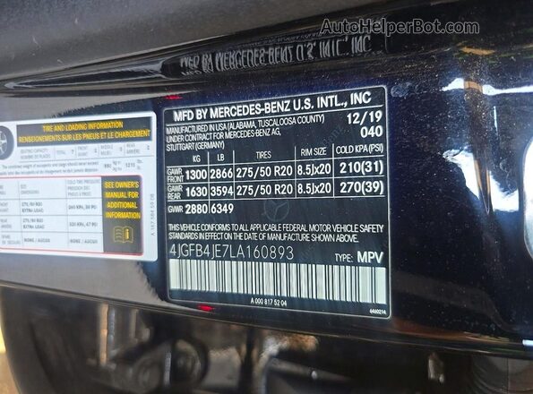 4JGFB4JE7LA160893 2020 MERCEDES-BENZ GLE-CLASS Black 