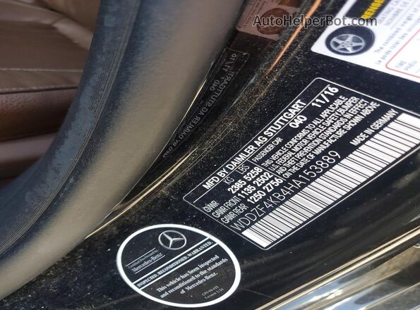 WDDZF4KB4HA153889 2017 MERCEDES-BENZ E-CLASS Black Vista de la etiqueta del VIN