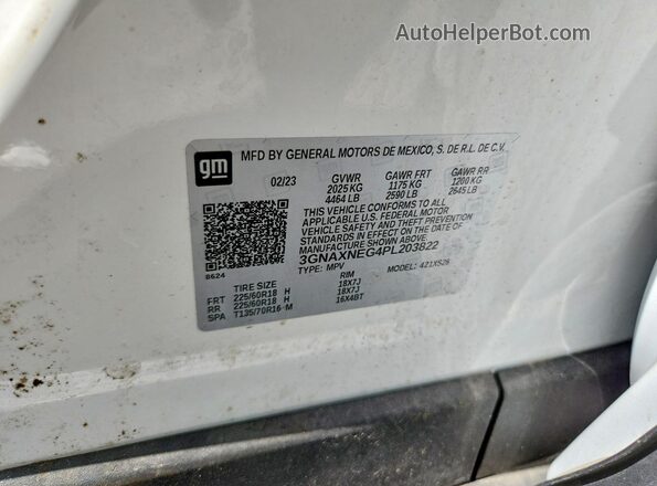 3GNAXNEG4PL203822 2023 CHEVROLET EQUINOX Белый Панорамный вид салона 360°
