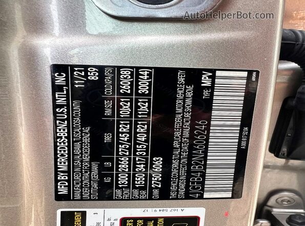 4JGFB4JB2NA606246 2022 MERCEDES-BENZ GLE Gold 