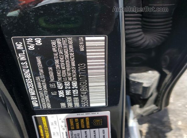 55SWF4JB6GU171703 2016 MERCEDES-BENZ C Black Vista de la etiqueta del VIN