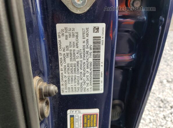 2HKRW2H96LH674942 2020 HONDA CR-V Синий Вид наклейки с VIN-кодом