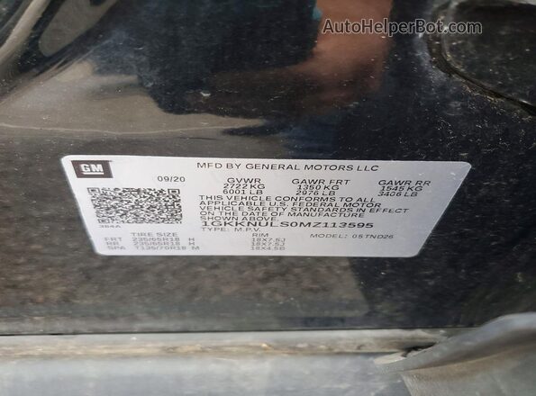 1GKKNULS0MZ113595 2021 GMC ACADIA Black 