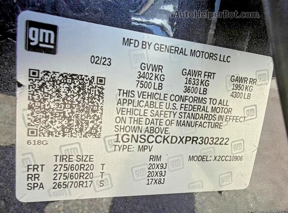 1GNSCCKDXPR303222 2023 CHEVROLET SUBURBAN Gray 