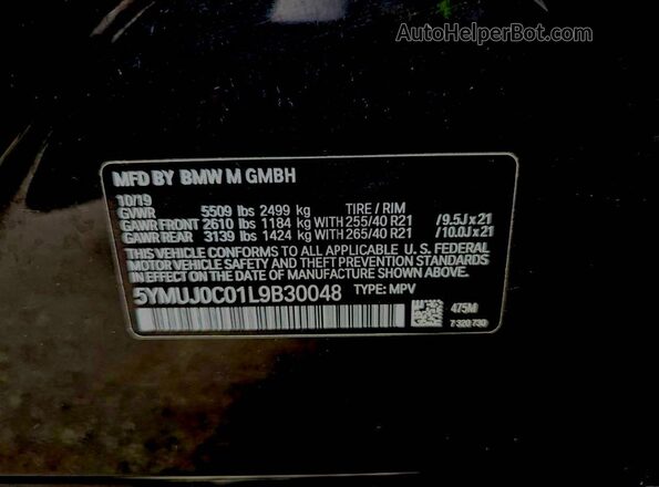 5YMUJ0C01L9B30048 2020 BMW X4 Black 