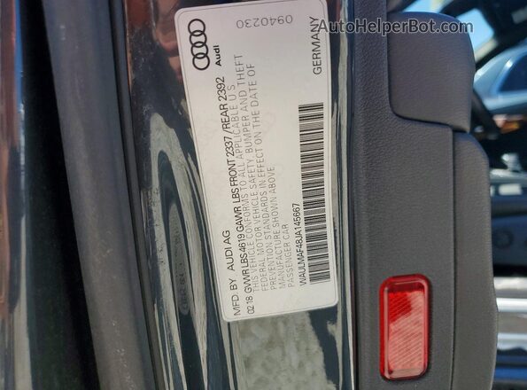 WAULMAF48JA145667 2018 AUDI A4 Gray Widok naklejki z numerem VIN