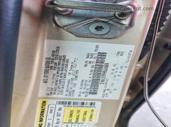 3LN6L5C99HR660604 2017 LINCOLN MKZ Beige 