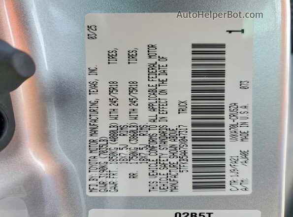 5TFKB5AA7SX047317 2025 TOYOTA TUNDRA Silver 