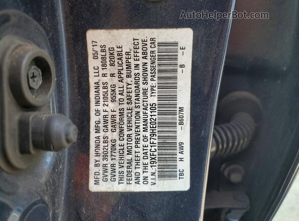 19XFC1F79HE021105 2017 HONDA CIVIC Blue Widok naklejki z numerem VIN