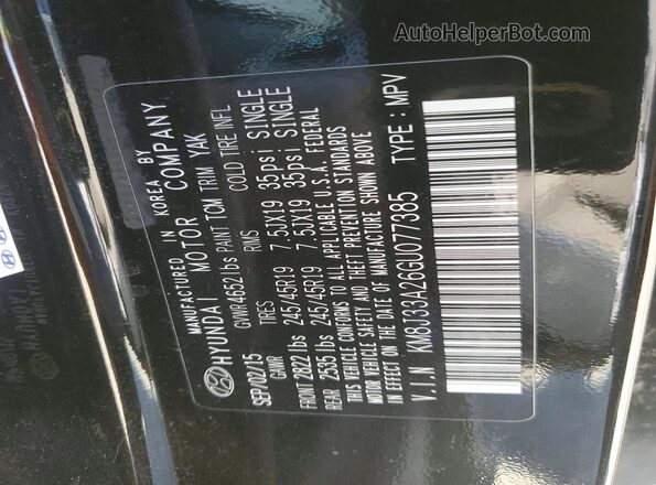 KM8J33A26GU077385 2016 HYUNDAI TUCSON Black 