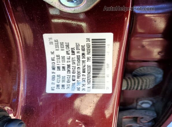 1HGCR2F87HA055287 2017 HONDA ACCORD Maroon 