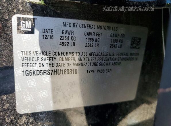1G6KD5RS7HU183810 2017 CADILLAC CT6 Черный Вид наклейки с VIN-кодом