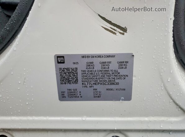 KL77LHEPXSC338630 2025 CHEVROLET TRAX White 