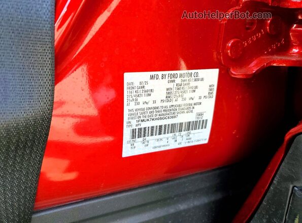 1FMUK7KH0SGC63697 2025 FORD EXPLORER Red 