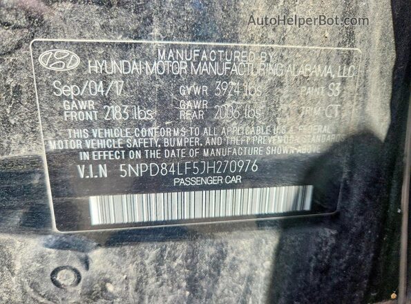 5NPD84LF5JH270976 2018 HYUNDAI ELANTRA Black VIN sticker view