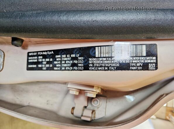 ZFBCFYBT9GP508330 2016 FIAT 500 Beige 