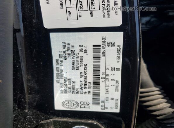 1FTEW1E48KFC20962 2019 FORD F150 Black Vista de la etiqueta del VIN