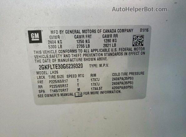 2GKFLTE30G6239320 2016 GMC TERRAIN Silver 
