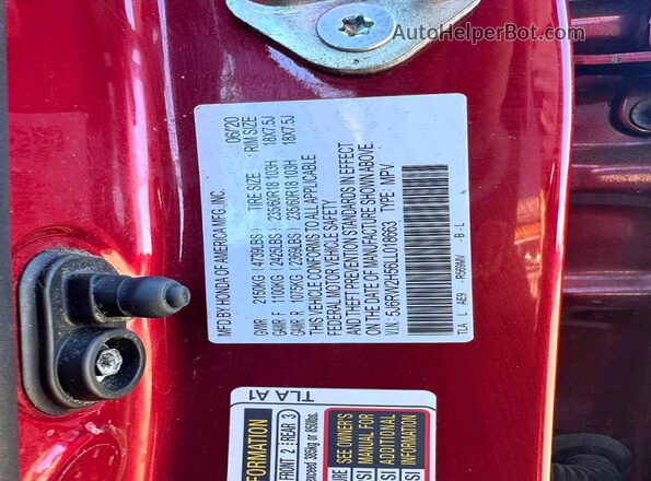 5J6RW2H56LL018663 2020 HONDA CR-V Burgundy 