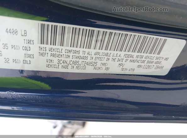 3C4NJCAB5JT240525 2018 JEEP COMPASS Blue Engine compartment view
