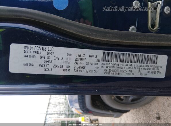 3C4NJCAB9JT182354 2018 JEEP COMPASS Blue ძრავის განყოფილების ხედი