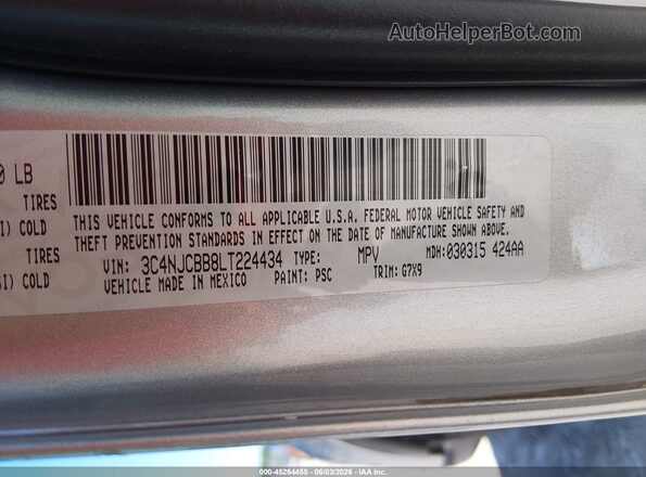 3C4NJCBB8LT224434 2020 JEEP COMPASS Silver ძრავის განყოფილების ხედი