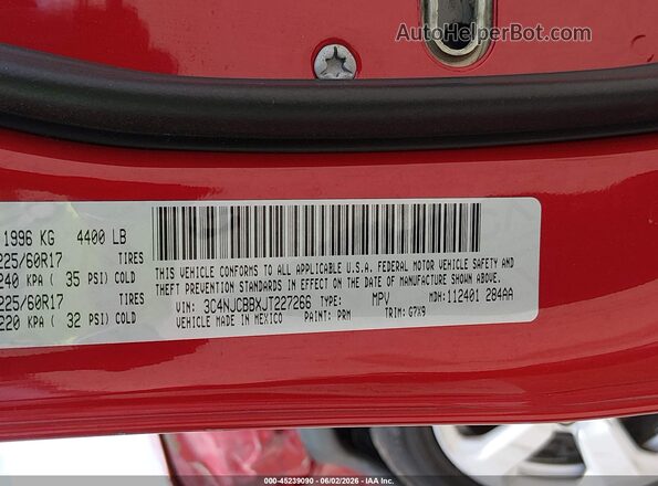 3C4NJCBBXJT227266 2018 JEEP COMPASS Красный 